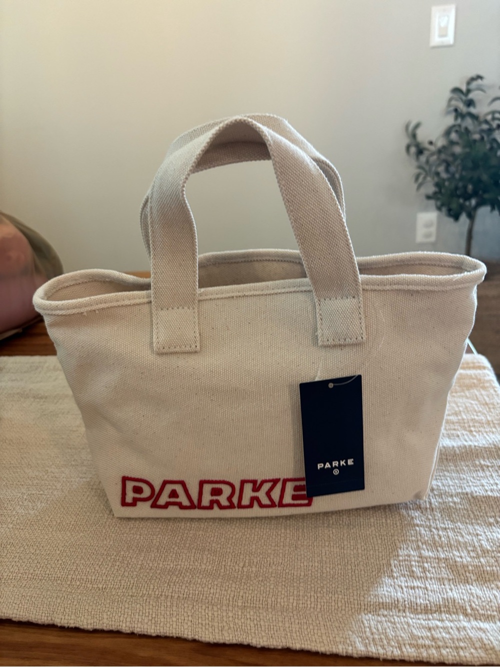 PARKE x Target Canvas Tote Bag in Natural with Red Logo Mini